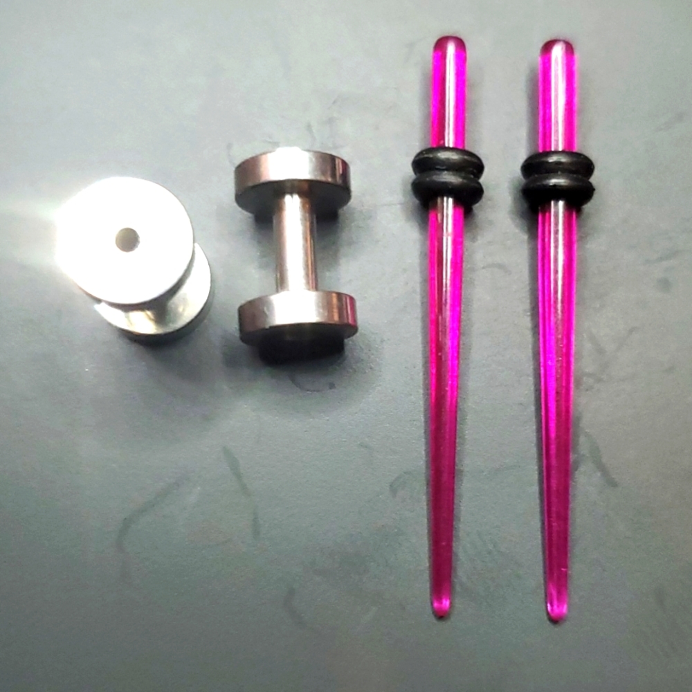 Tapers purple Translucent, ear plugs stainless steel body piercing 2mm